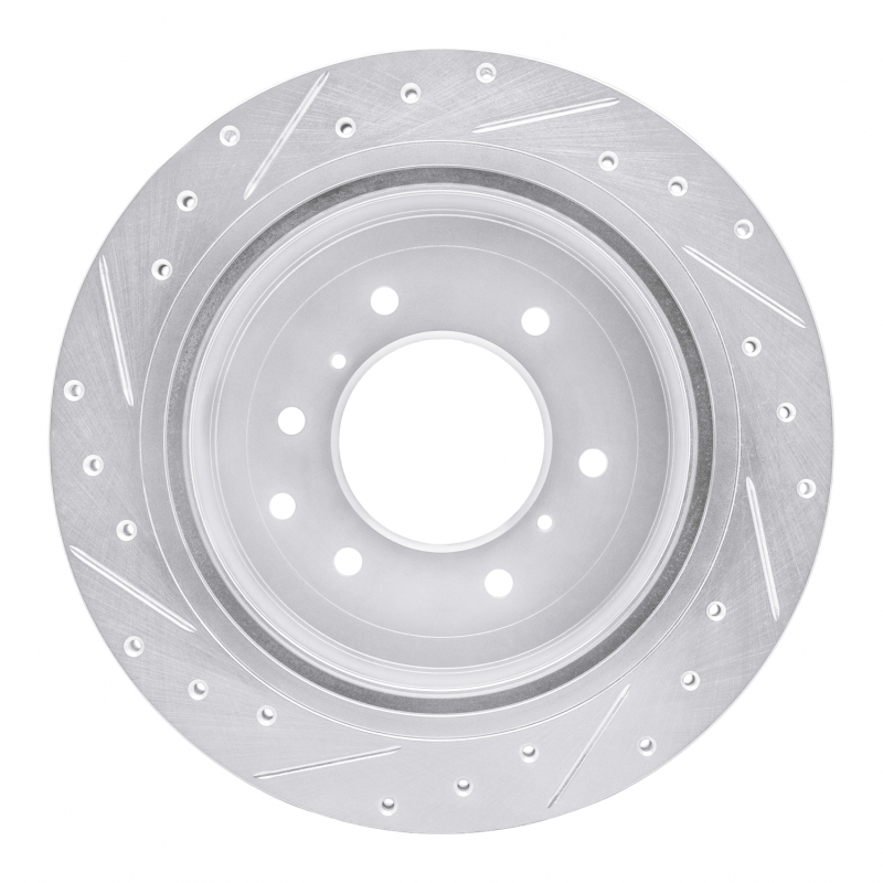 Mitsubishi Montero Brake Rotor (1) - Rear Right - R1 Concepts - Drilled & Slotted - Silver - `08-`14